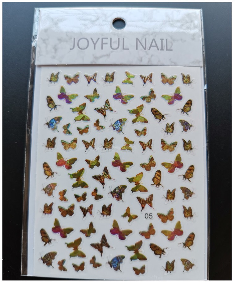 Hình dán móng tay - Sticker dán móng Bướm ánh xà cừ 05