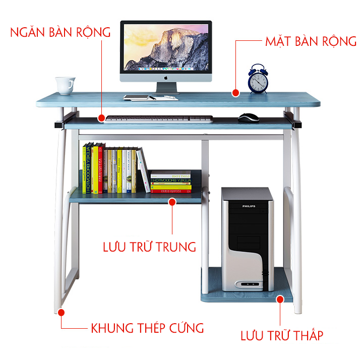 Bàn để máy tính bằng gỗ chân sắt(KT 70*40*71cm)