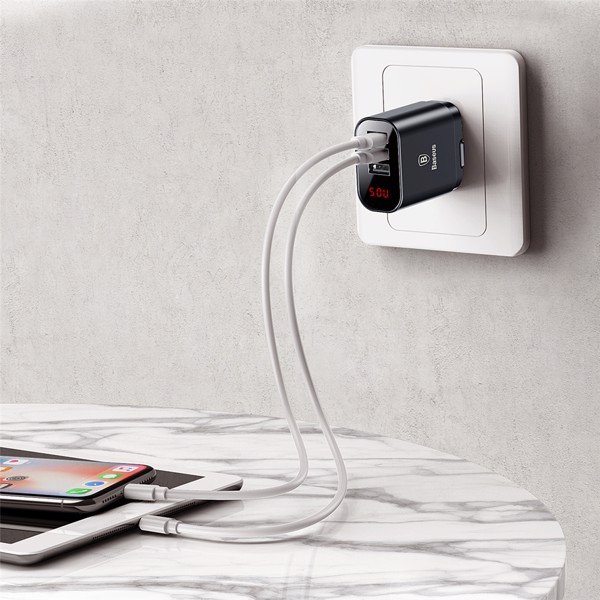 Bộ sạc đa năng Baseus Baseus Mirror Lake 3 cổng sạc ( 3 Ports USB, LED Intelligent Digital Display, 3.4A Fast Charging)