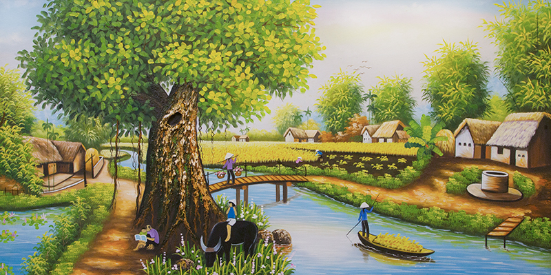 Tranh dán tường 3D đồng quê - nhiều mẫu tranh lựa chọn