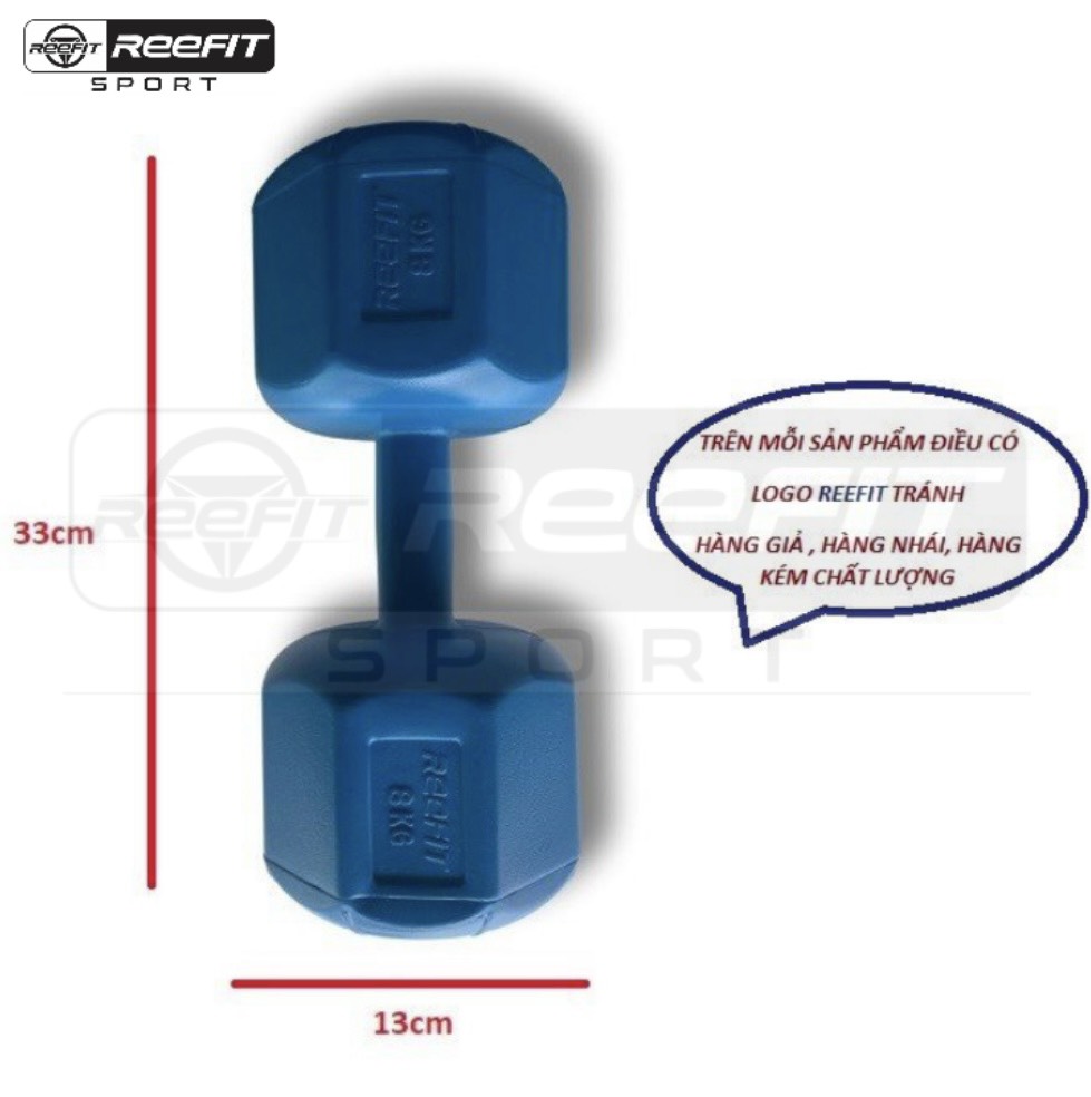 Bộ 2 tạ tay nhựa bát giác Reefit 8kg có ruột (gồm 2 cục 8kg)
