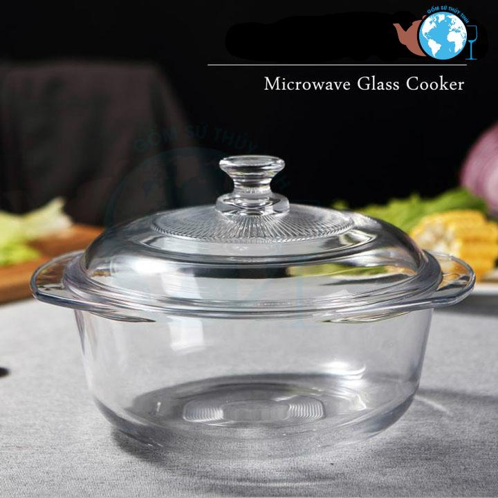 Âu thố thủy tinh có nắp màu trắng đủ size