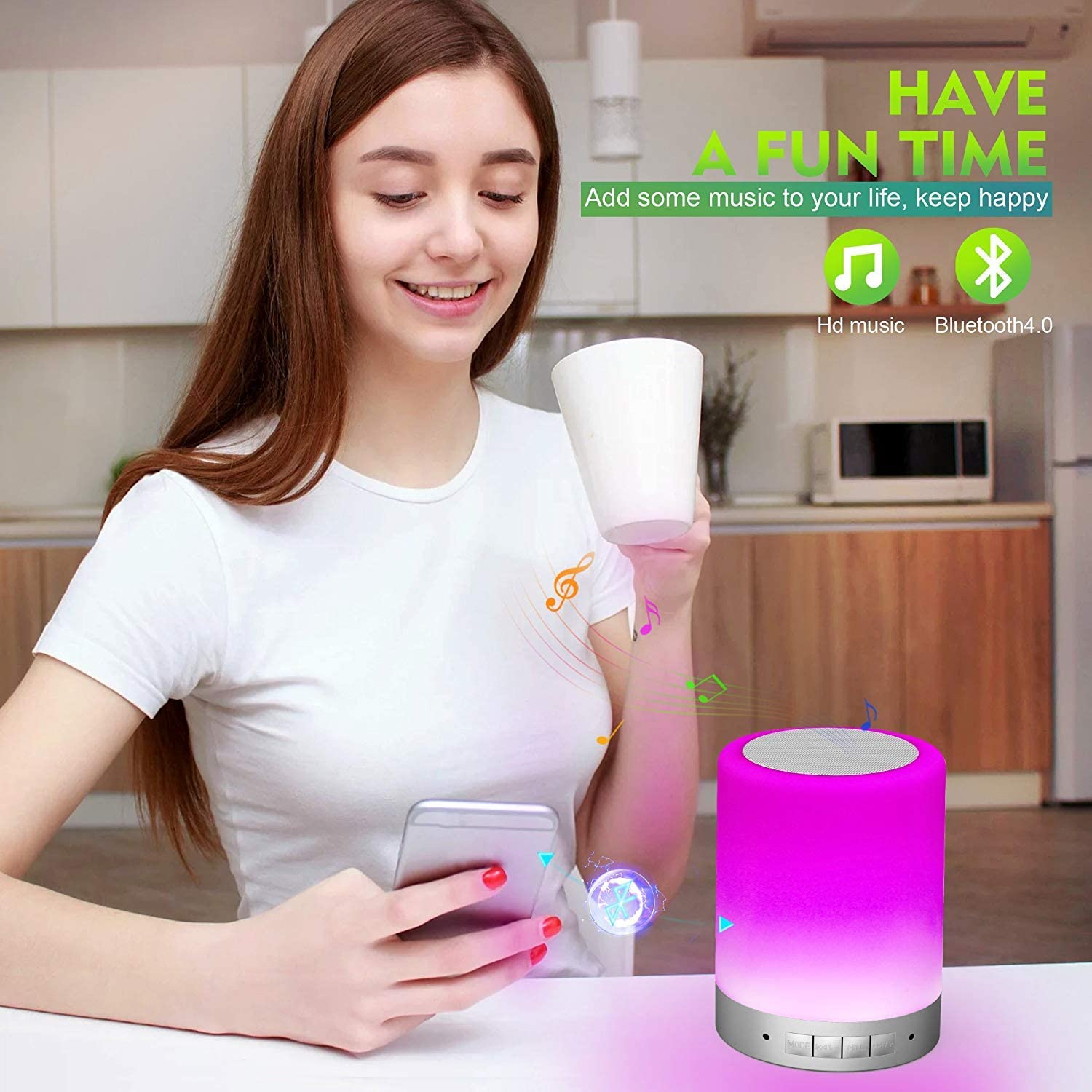 Loa Bluetooth Kiêm Đèn Ngủ Y2 Đổi Màu Cảm Ứng Cực Đẹp