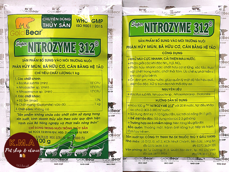 MEN VI SINH CHO TÔM CÁ - SUPER NITROZYME 312 (GÓI 100G)