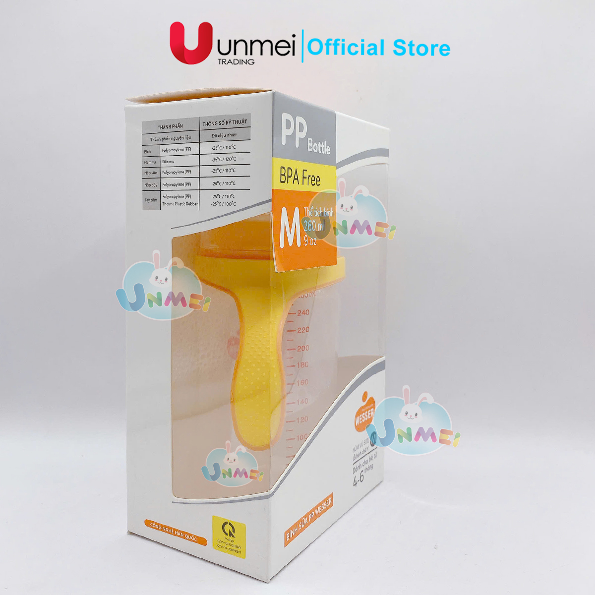 Bình sữa Wesser PP (cổ rộng) 260ml