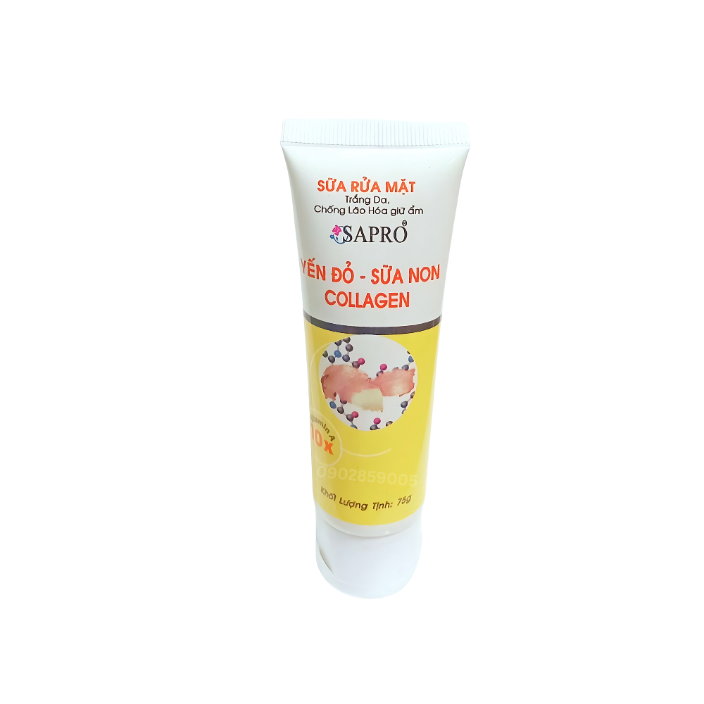 Sữa rửa mặt sapro collagen yến đỏ sữa non 75ml
