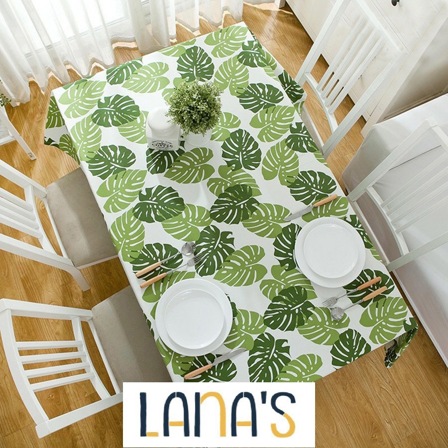 Khăn trải bàn xanh lá vải canvas handmade  - LBS