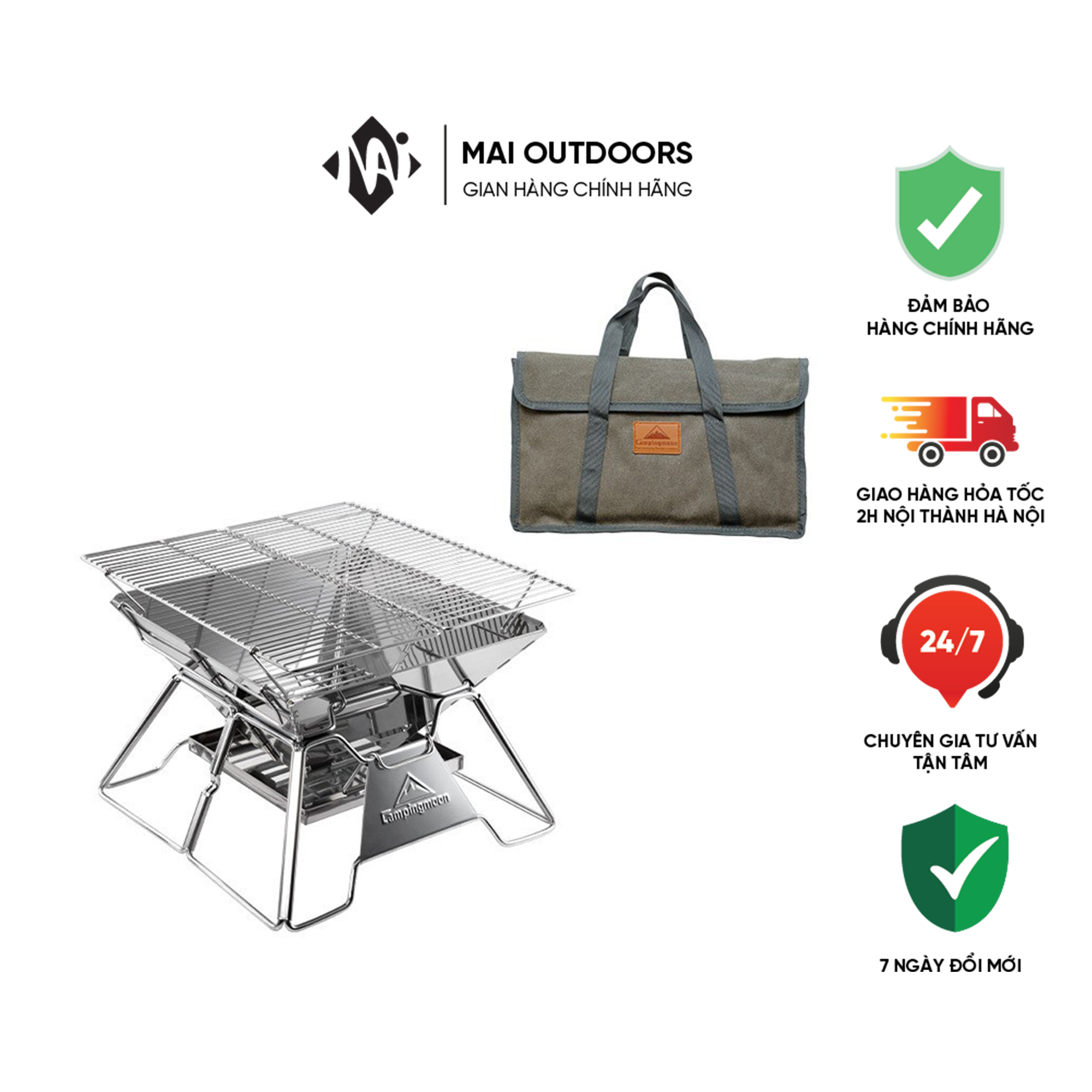 Bếp Nướng Than Hoa Dã Ngoại Gấp Gọn Campingmoon MT-2