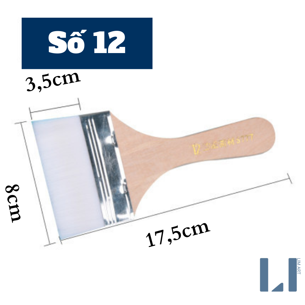Cọ vẽ cán gỗ bản lớn lông trắng nhiều size, panhxo chổi vẽ, panh xô chuyên dụng màu nước, acrylic, sơn dầu,...