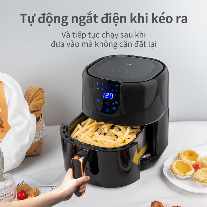 Nồi chiên không dầu Simplus 5L, dung tích lớn chiên nướng đa năng không dầu mỡ, nồi chiên tiện lợi kèm vỉ nướng - bảo hành một năm chỉ đổi không sửa KQZG004