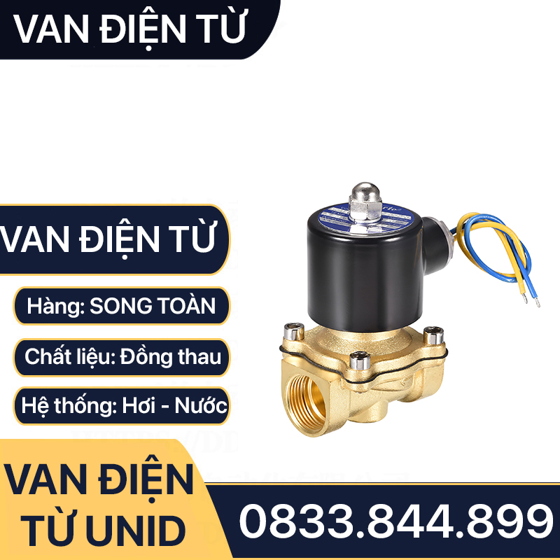 Van điện từ, van nước điện từ đồng thau unid coil đồng, coil nhôm