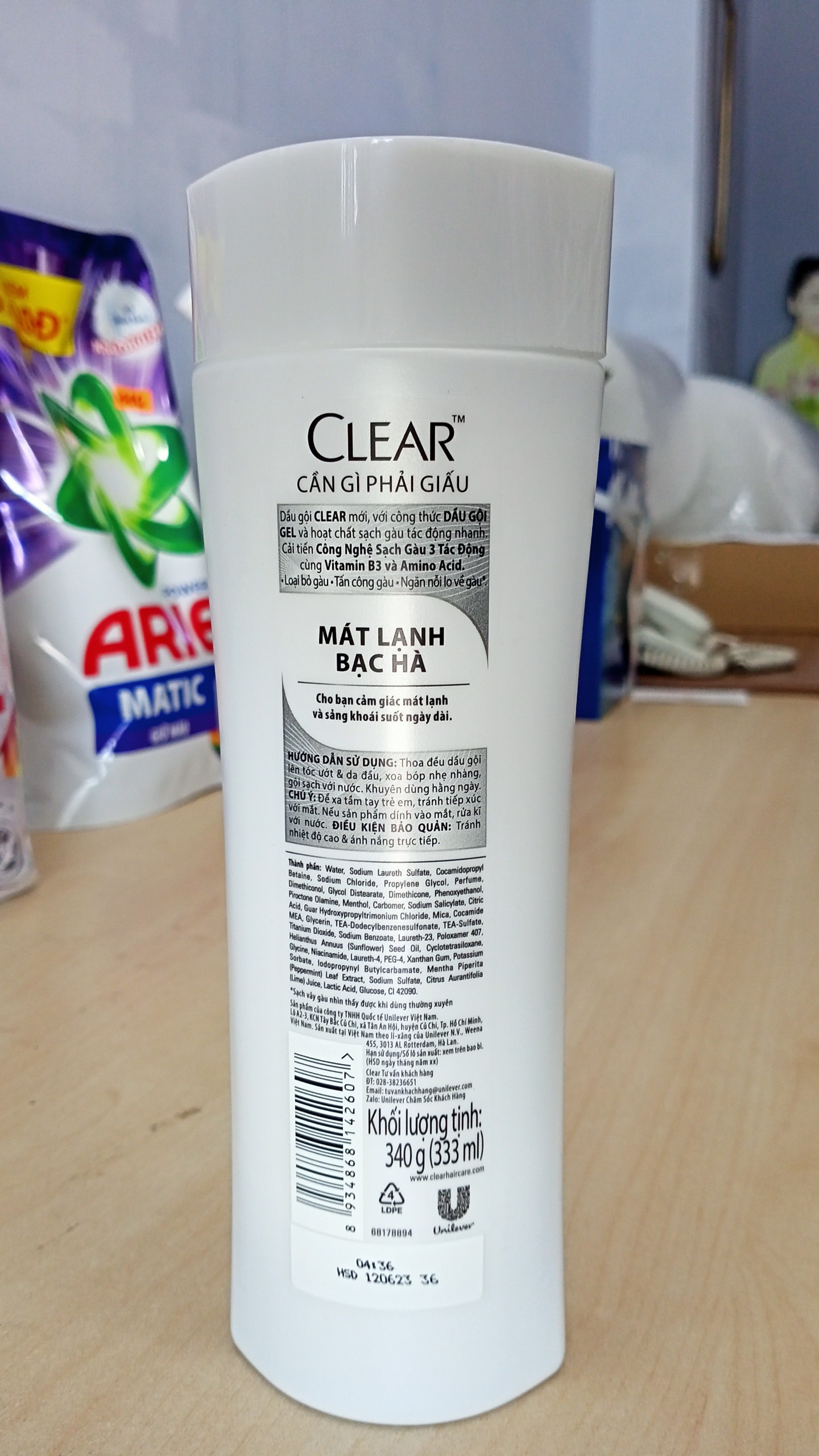 Dầu gội sạch gàu Clear Mát Lạnh Bạc Hà 340g
