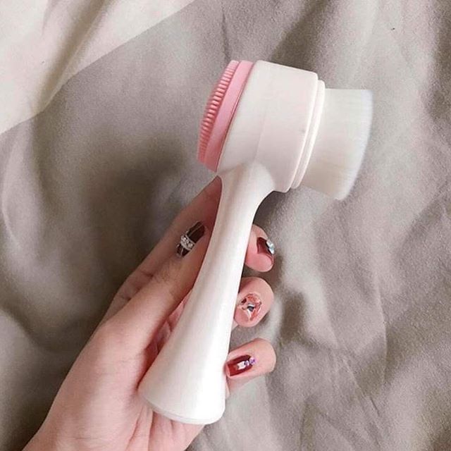 Cọ rửa mặt massage 2 đầu siêu mềm có tay cầm