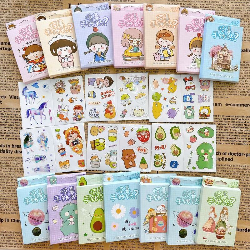 1 Hộp sticker 12 tờ siêu cute