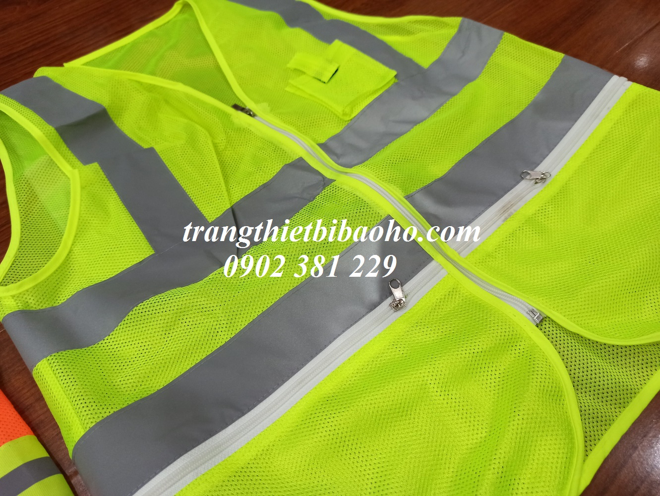 Áo phản quang lưới dây kéo có túi đựng bút