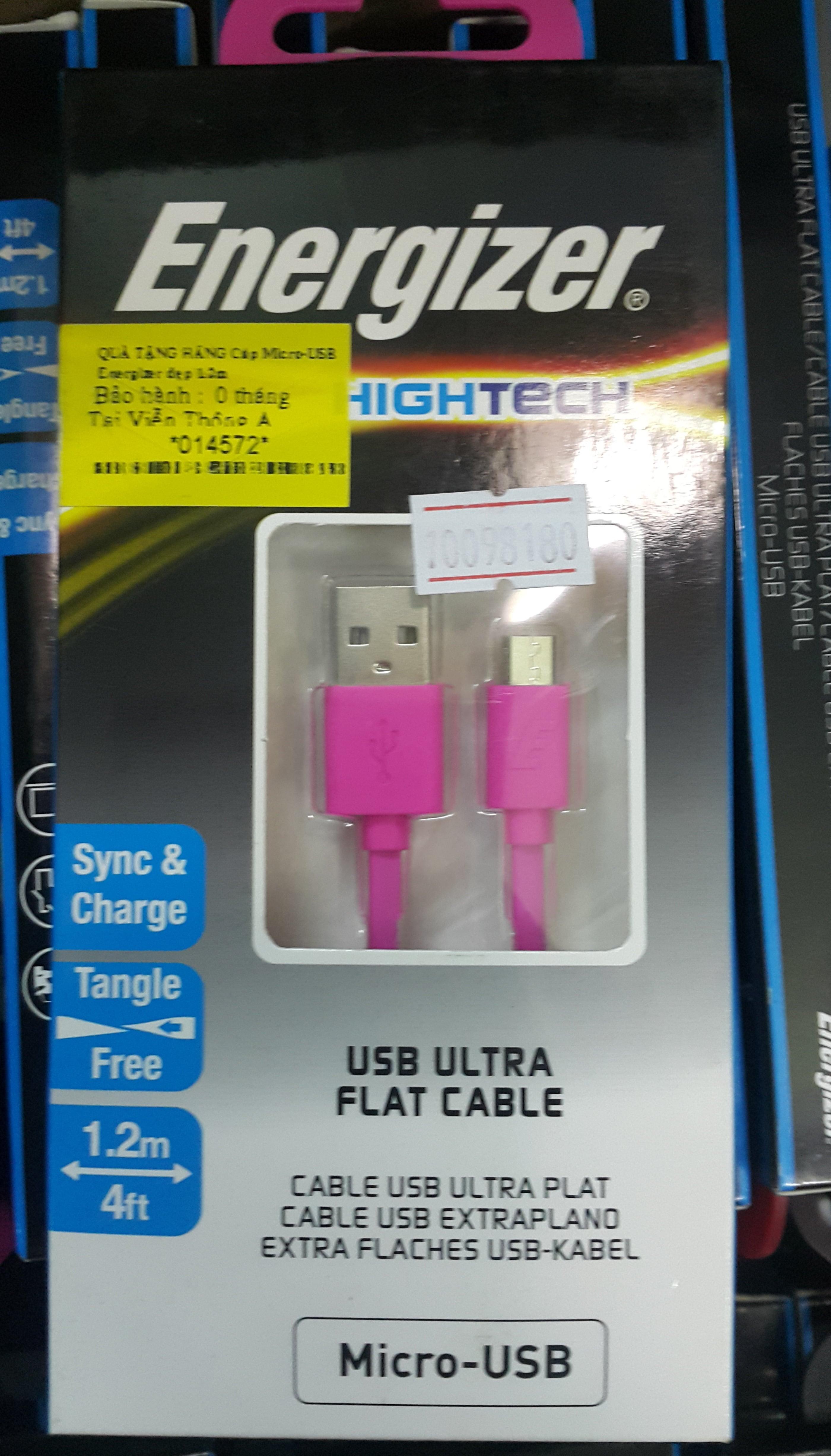 [HCM]Cáp Micro USB Energizer - Dài 1.2m - của hãng