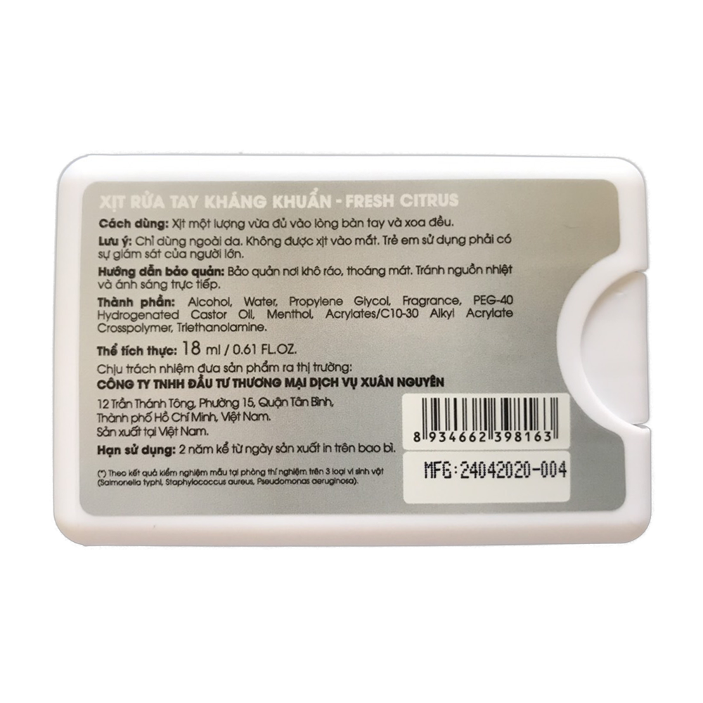 [HCM]Xịt rửa tay khô kháng khuẩn Bubble