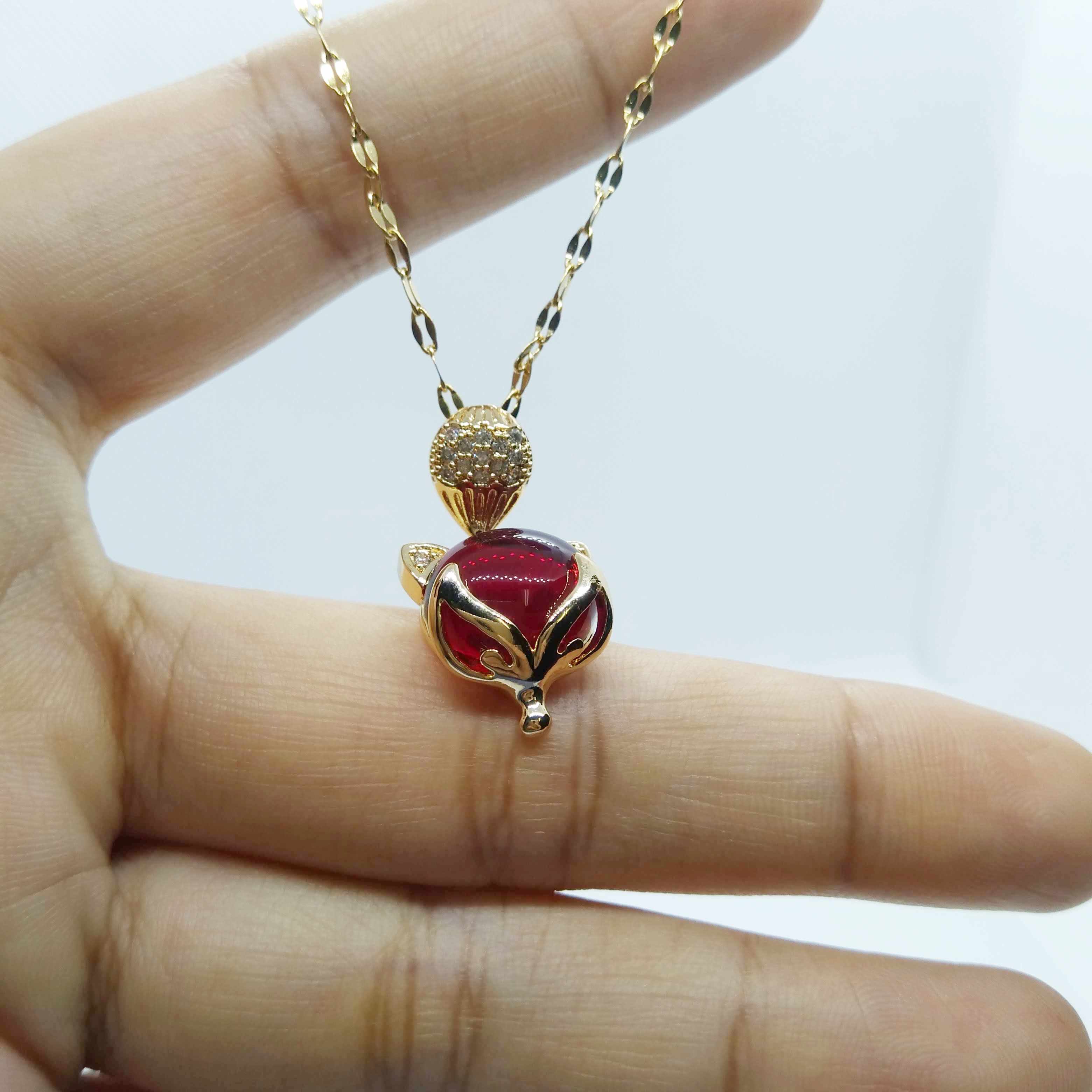[HCM][Mua 1 tặng 1]Dây chuyền titan hồ ly đỏ (Tăng dây chỉ đỏ)