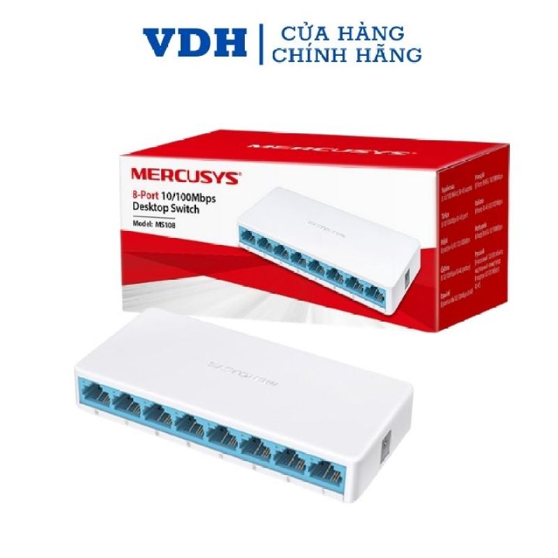 Bộ chia tín hiệu mạng 8 cổng switch 8 port 10/100Mbps Mercusys MS108 bảo hành 24 tháng,Switch chia mạng-VDH STORE