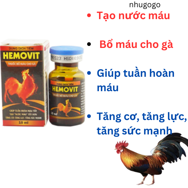 Hemovit 10ml bổ máu cho gà, tăng nước máu