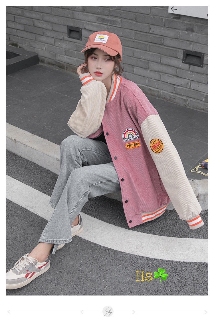 Áo local brand Bomber nữ nhung cầu vồng End