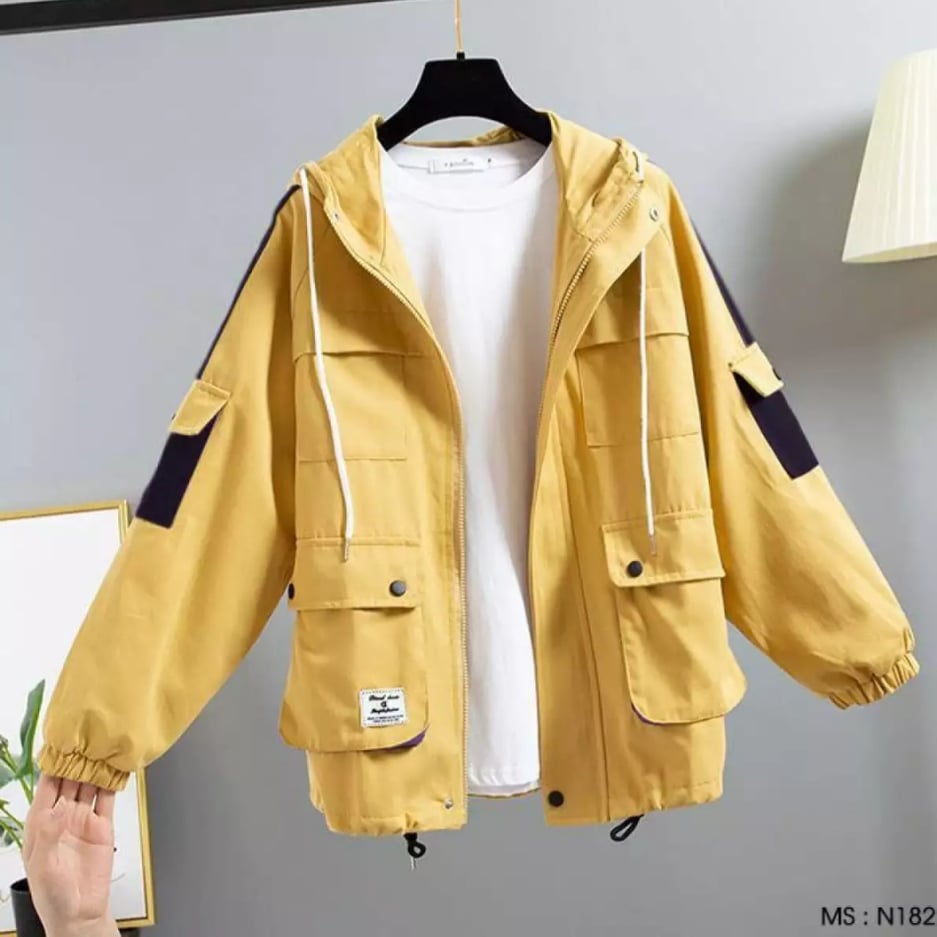 áo khoác kaki nam nữ túi hộp phối màu siêu hot siêu xinh lung linh