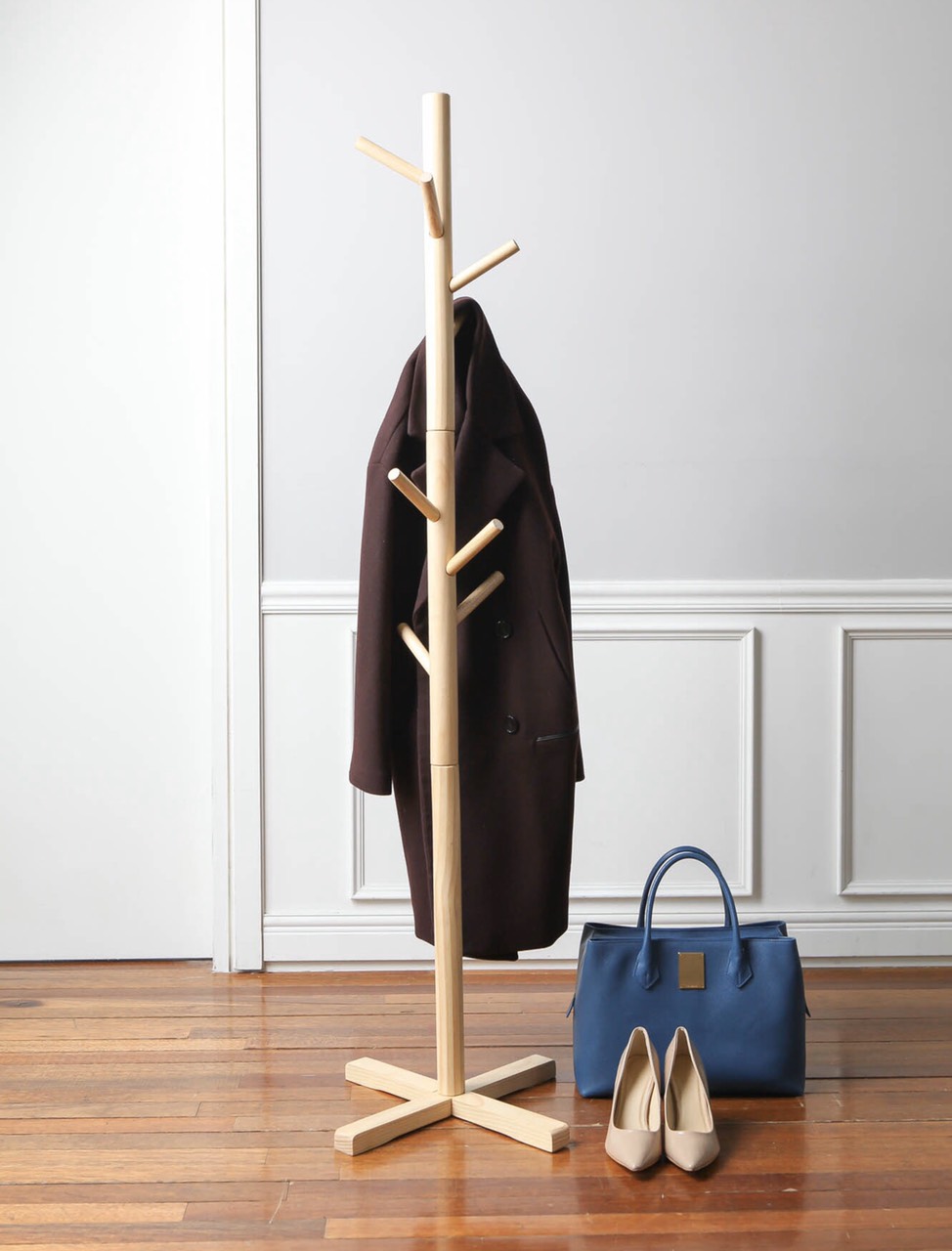Cây treo quần áo gỗ Standing Hanger kệ sào treo đồ đứng