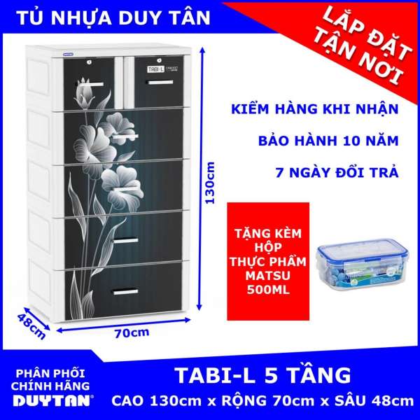 Tủ nhựa Duy Tân TABI-L 5 tầng Tặng Hộp đựng thực phẩm cao cấp MATSU Duy Tân 500ml
