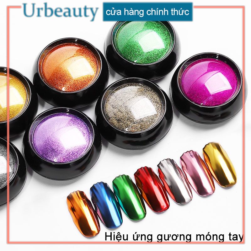 【Urbeauty Mall】Nước gợn móng tay nghệ thuật mạng đỏ ma thuật gương bột aurora bột gương kính râm bột sơn móng tay keo trang trí nhiều màu