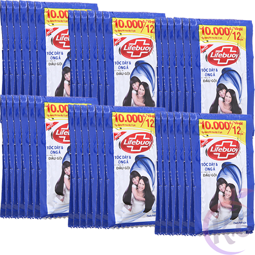 Combo 6 dây dầu gội Lifebuoy tóc dày óc ả gói 6g - dây 12 gói - dầu gội đầu life buoy chăm sóc tóc gia đình - 6 dây