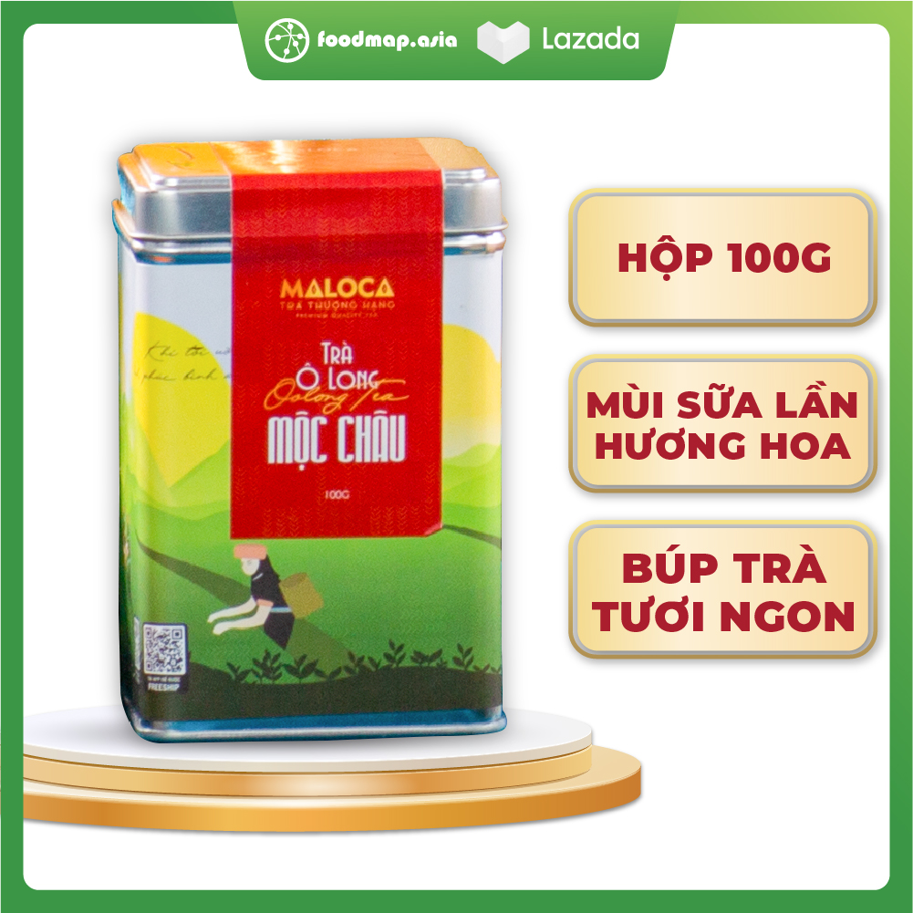 [MUA 1 TẶNG 1] Trà Ô Long Mộc Châu Maloca - Hộp 100Gr - Foodmap