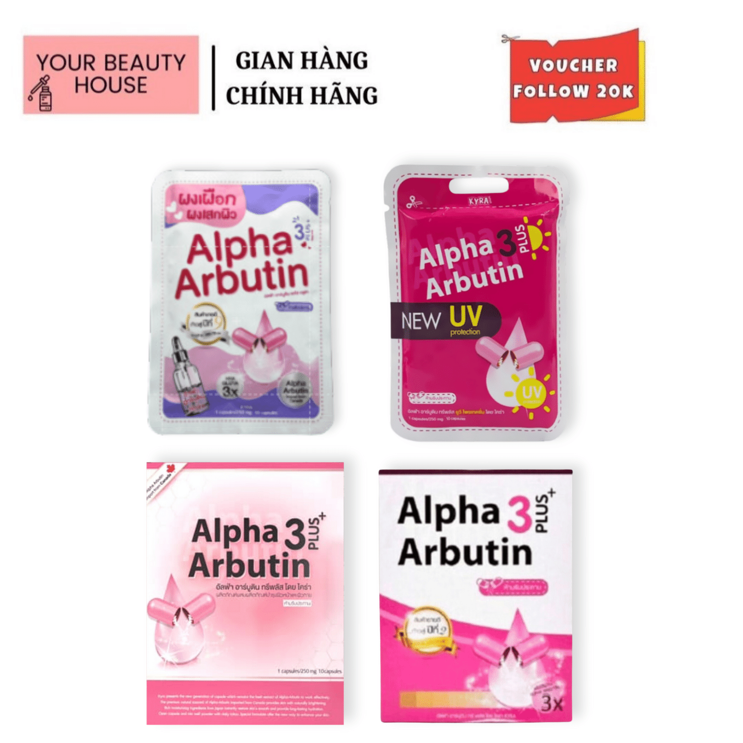 [Alpha Arbutin] Hộp 10 Viên Kích Trắng Thái Lan