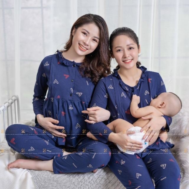Bộ Đồ Bầu Và Sau Sinh Dài 3 Cúc