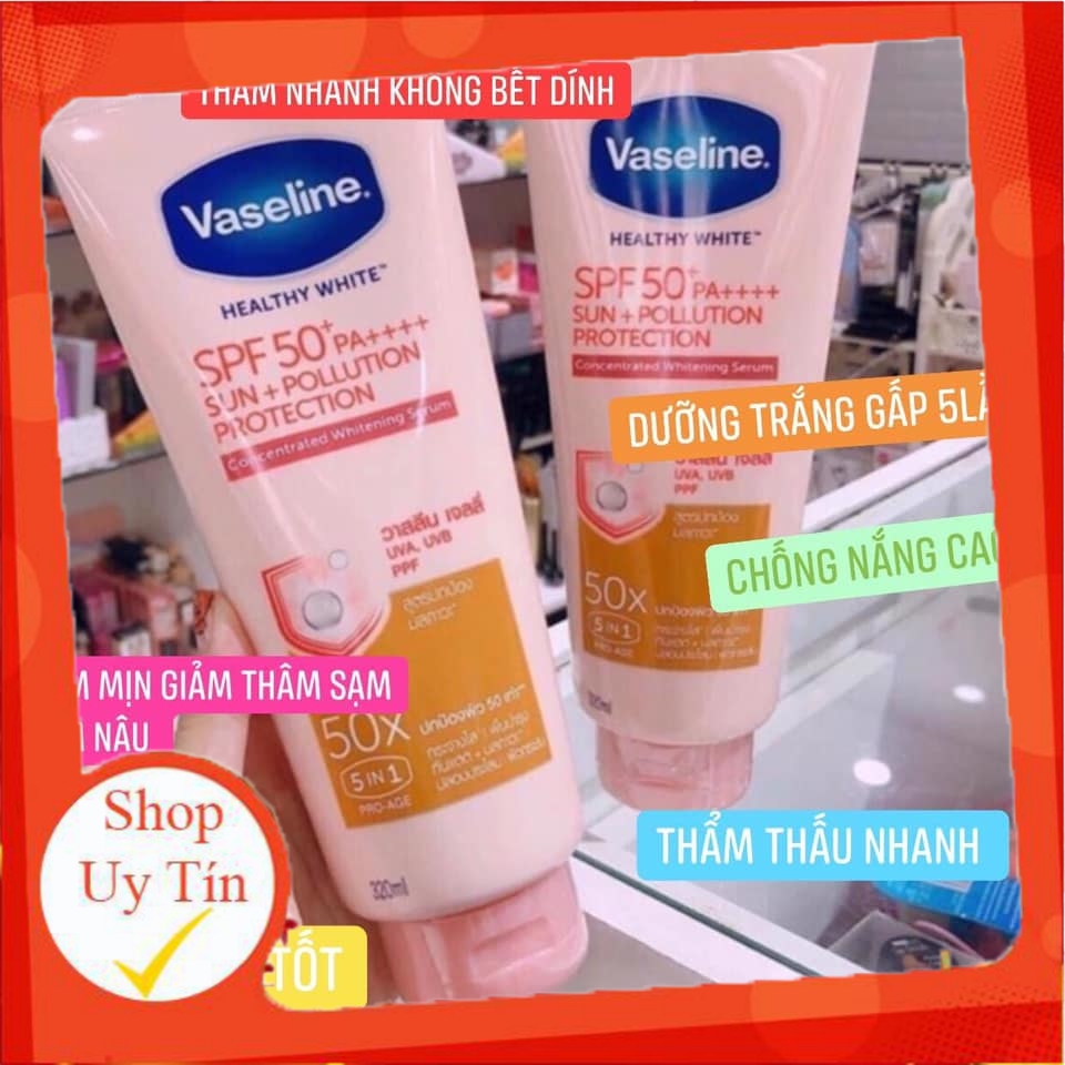Sữa dưỡng thể lotion vaseline 50x thái lan 320ml trắng da , chống nắng uv