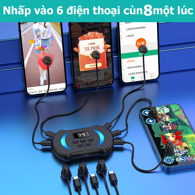 Auto Clicker Mobile Phone Screen Clicker G40 8 head 199 level live stream Adjustable Speed Auto Tap Ring Grip Clicker like Physical Simulation Finger Click Device Screen Auto Clicker head