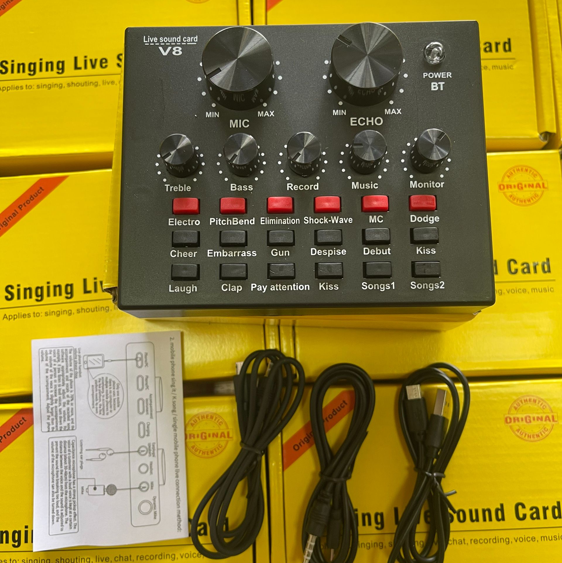 [Nhập ELJAN11 giảm 10% tối đa 200k đơn từ 99k]Sound card V8,V8S,V8S+ cao cấp có kết nối không dây bluetooth dành cho míc thu âm