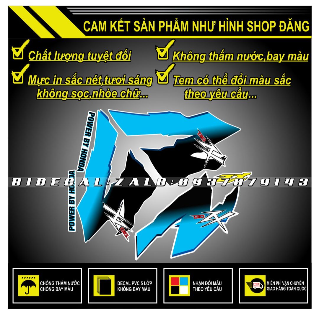 Tem rời dio zx phối trắng xanh