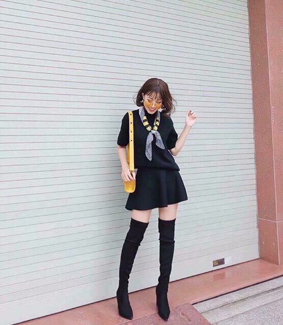 [SIÊU HOT MỚI VỀ] BỐT ĐÙI DA LỘN GÓT VUÔNG 7P , BỐT NỮ THỜI TRANG CAO CẤP - MÃ 507