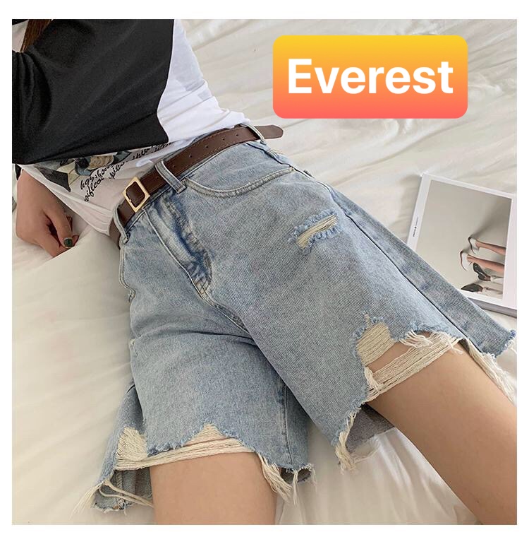 QUẦN SHORT SỌT JEAN LỬNG KIỂU NGỐ NỮ CHẤT BÒ XANH WASH RÁCH HÀN QUỐC LƯNG CAO NÂNG MÔNG PR-207 - EVEREST FASHION