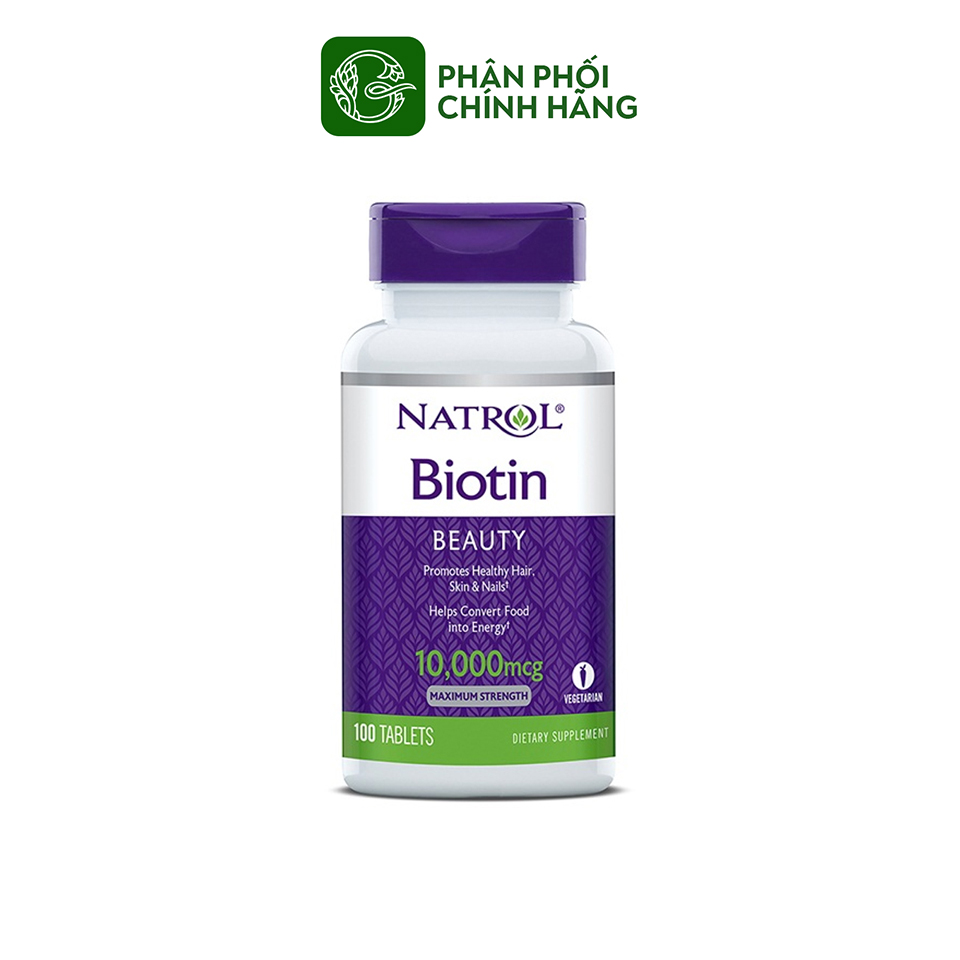 Viên uống khỏe tóc Natrol Biotin 10.000mcg Maximum Strength (100 viên)