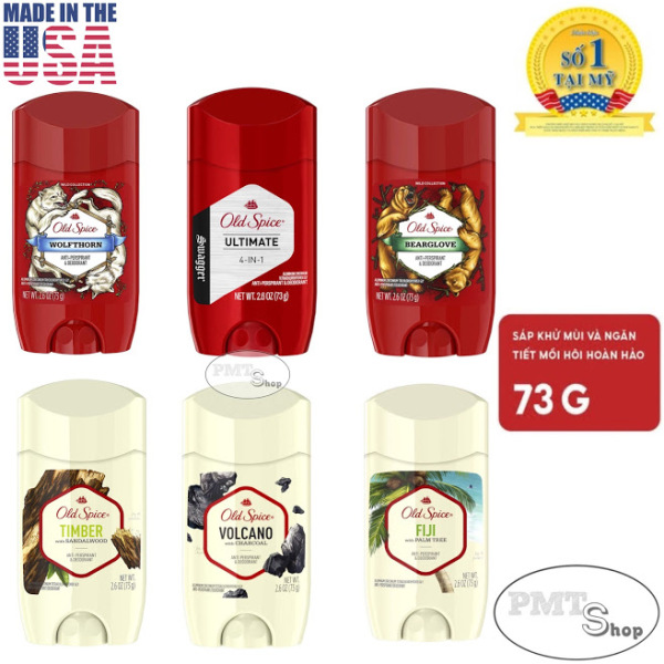 [USA] 1 chai Lăn sáp khử mùi nam Old Spice 73g (sáp trắng) Bearglove, Timber, Fiji, Wolfthorn, Volcano, Swagger 4in1 Ultimate, Deep Sea - Mỹ cao cấp
