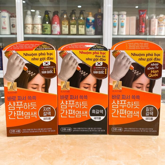 Thuốc Nhuộm Phủ Bạc Thảo Dược ELASTINE Hàn Quốc 20g (HỘP 3 GÓI)
