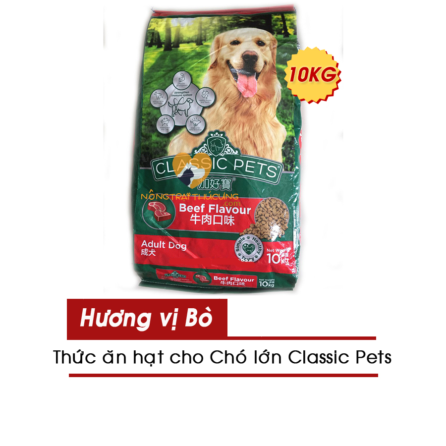 Thức Ăn Hạt Chó Lớn Classic Pets Adult Dog Bao xá 10kg - Vị Thịt Bò - [Nông Trại Thú Cưng]