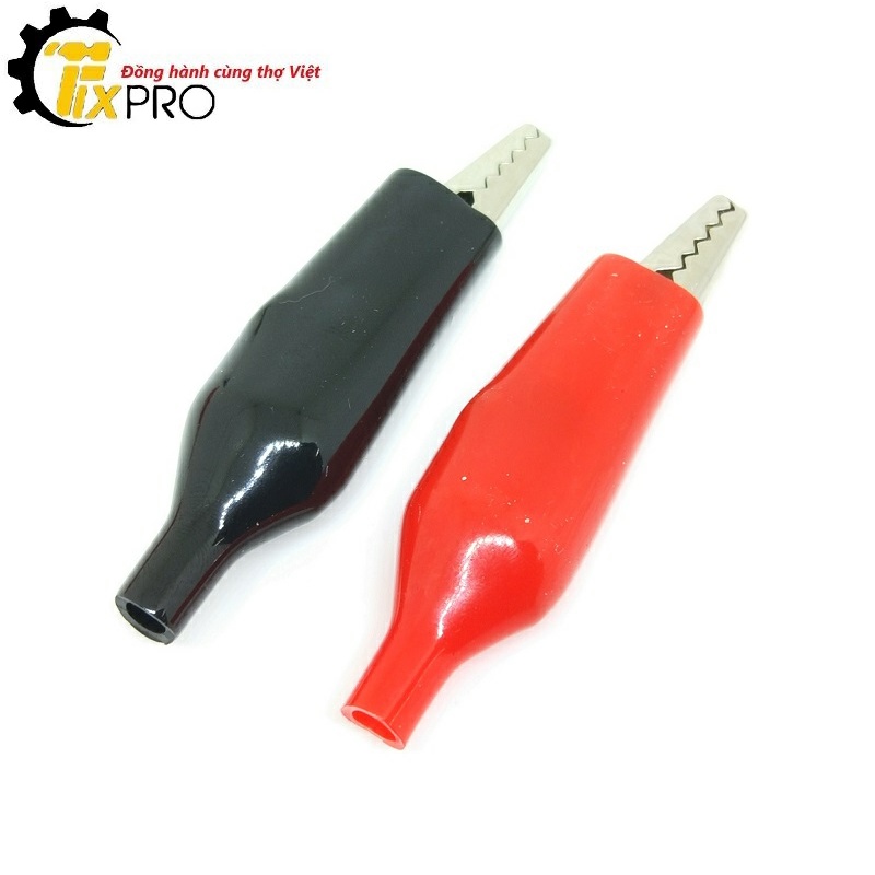Kẹp cá sấu loại to dài 4.5cm 2 màu đỏ đen - Fixpro