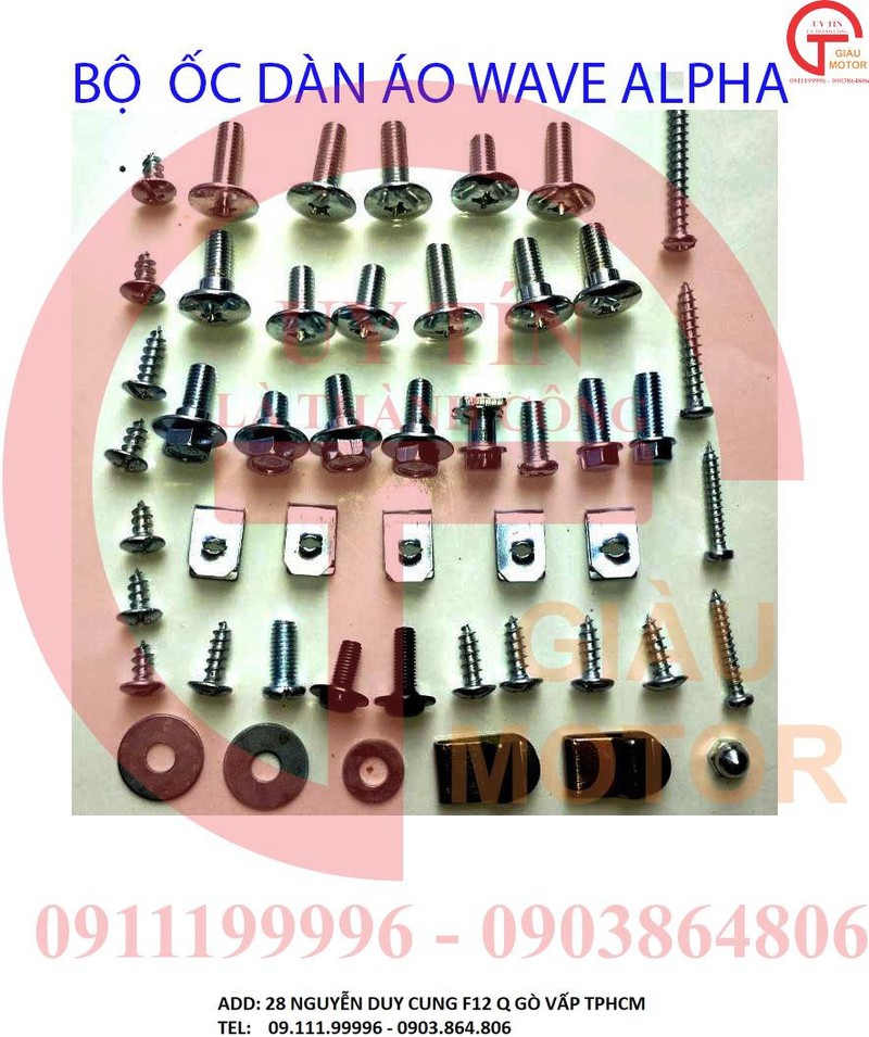 BỘ ỐC DÀN ÁO CHO XE HONDA WAVE ALPHA