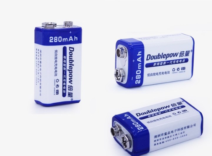 Pin sạc 9V-6F22 Doublepow 280mAh dung lượng thật