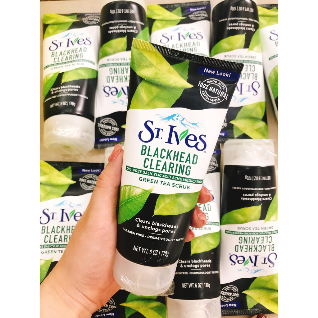 Sữa rửa mặt trà xanh St.Ives Blackhead Clearing Green Tea Scrub 170g
