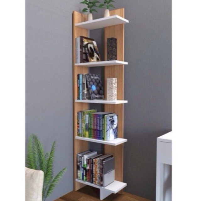 Kệ để đồ góc tường đa năng - kệ góc gỗ 5 tầng