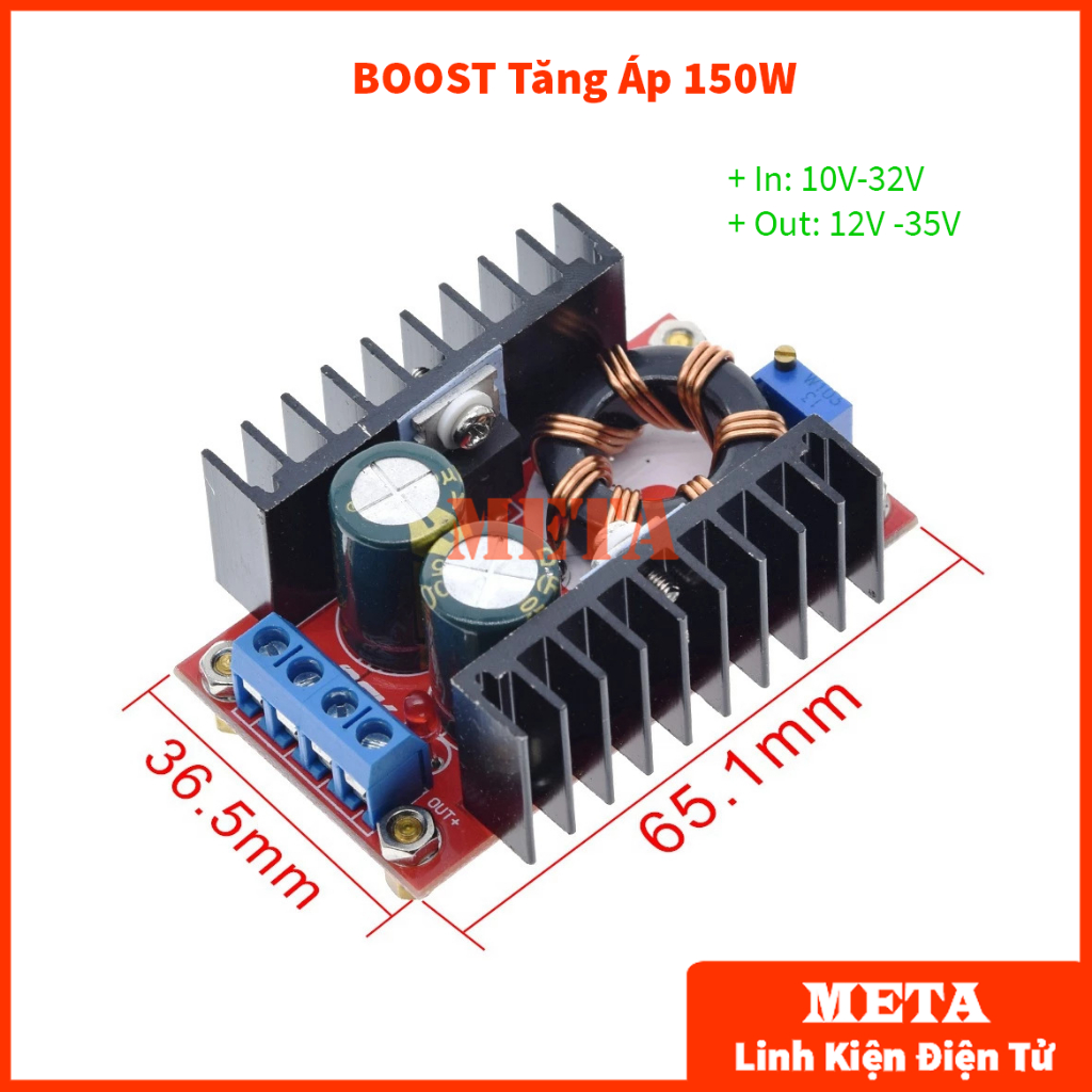 Mạch tăng áp 150w - boost tăng áp 10a 150w điện áp vào 10-32v cho 12-35v
