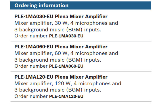 PLE-1MA120-EU - 120 WATT MIXER AMPLIFIER (Âm ly kèm trộn 120W)